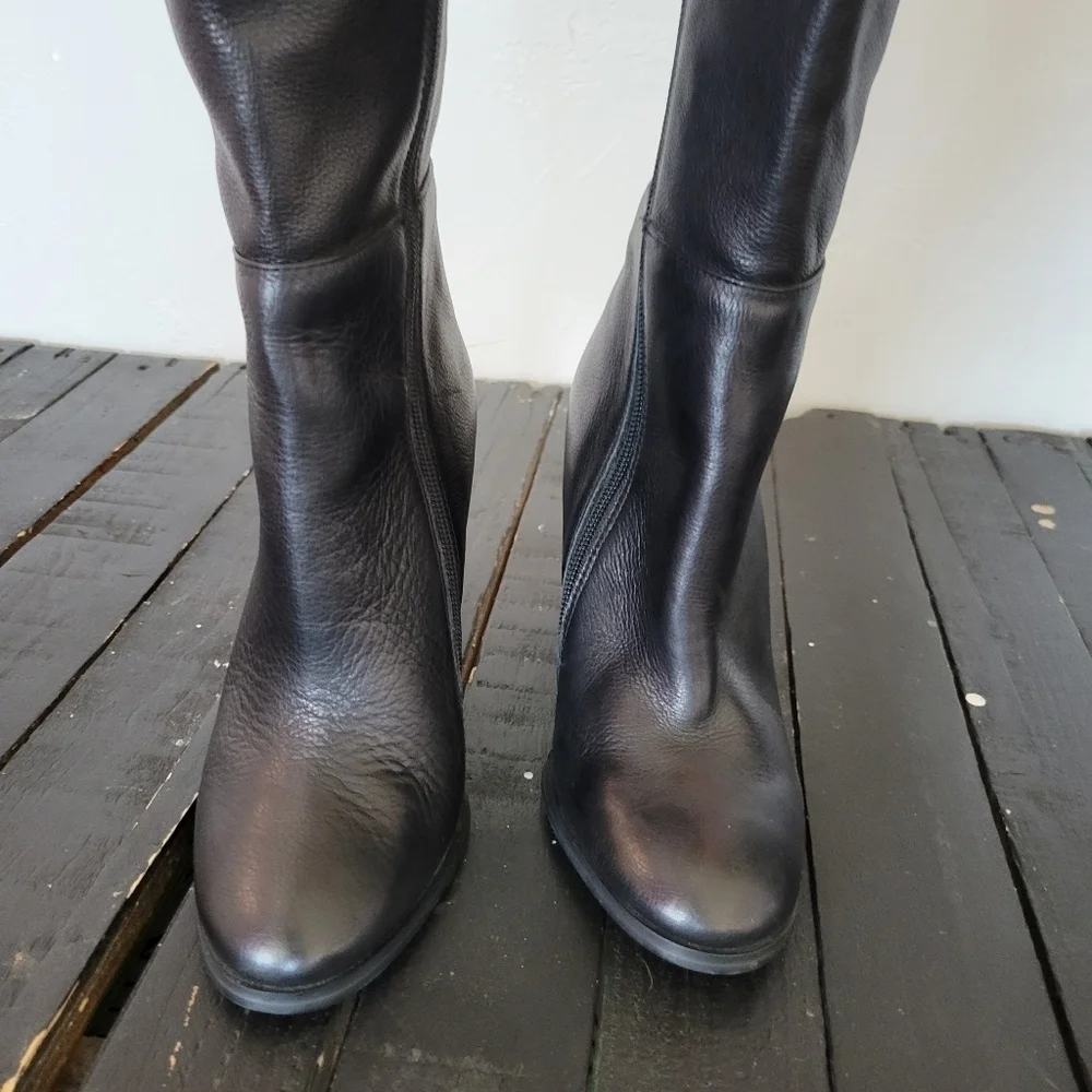 STEVEN NWOT Black Thigh High Boots Women's 5 Over the Knee Heeled Heels Sexy OTK